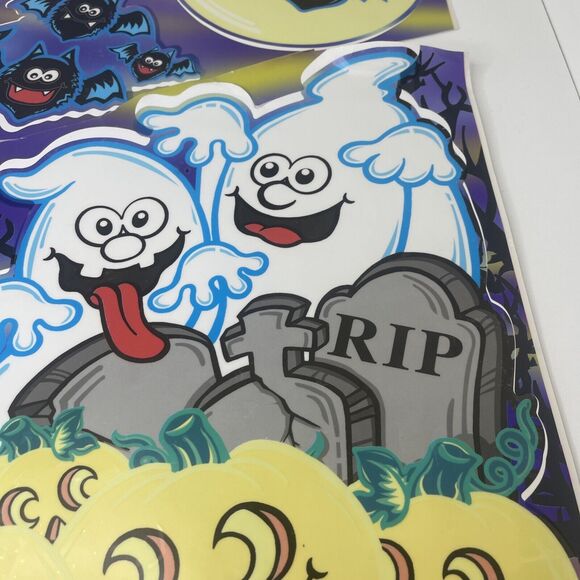 VTG Halloween Clings Window Decorations Reusable Static STICKERS Ghosts Bats - Picture 4 of 7